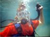 After training, Sharon scuba diving for the first time at the Discover Scuba Experience - Roatan.