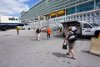 Walking to the registration entrance to board ship (Fort Lauderdale).