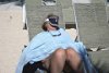 Debbie snoozing at Blue Lagoon Island Bahamas