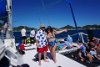 Vernon with a new friend on the Golden Eagle Catamaran, St. Maarten
