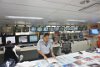 Engine control room.  Engineers monitor and control almost all physical functions of the ship from here (Diesel engines turn electric generators).