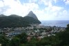 View of the Pitons from our lunch table in St. Lucia.